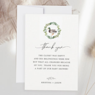 Little Duckling Mallard Duck Baby Shower Thank You Card