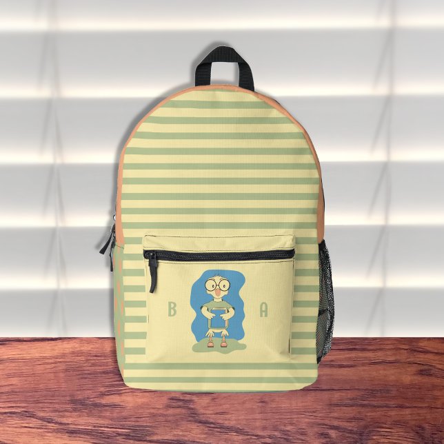 Little Duckling Stripes and Pawprints Kid Backpack (Cute yellow duckling kid backpack .)