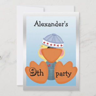 Little Ducks, Love Hearts & Boats 9th Birthday Invitation