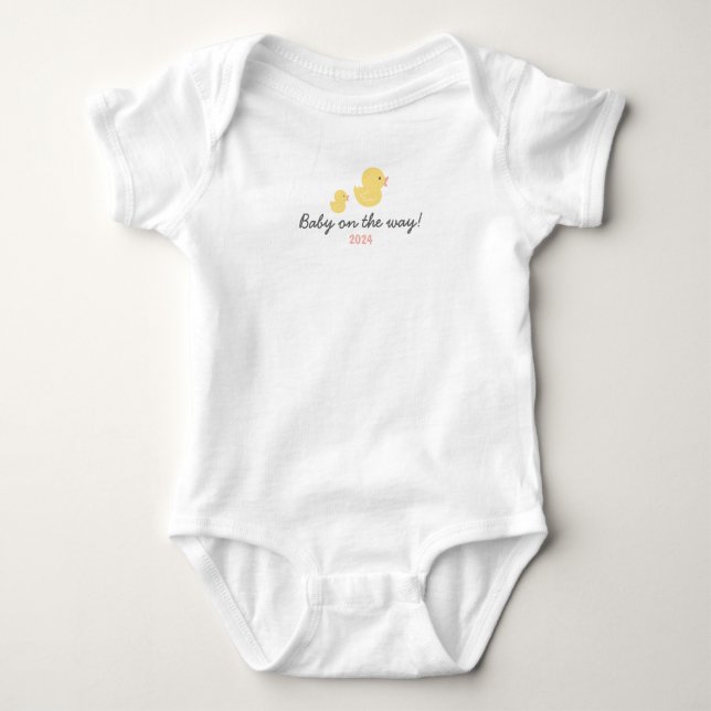 Little ducks with baby on the way 2024 text bodysuit (Front)