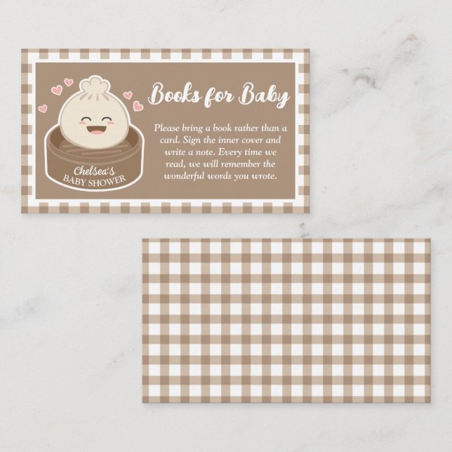 Little Dumpling Baby Shower Books For Baby Enclosure Card (Front/Back)