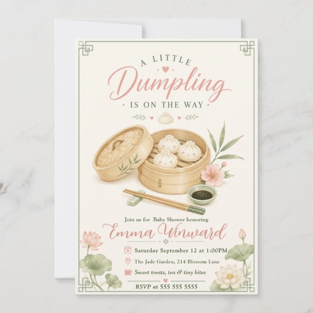 Little Dumpling Baby Shower Invitation (Front)