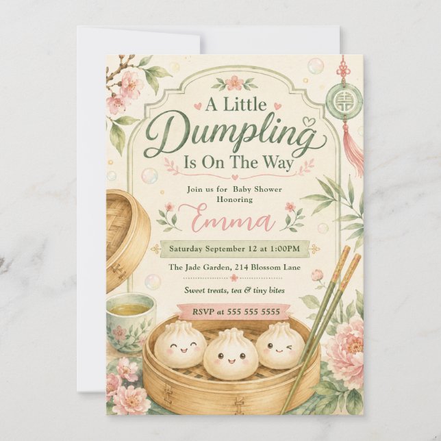 Little Dumpling Baby Shower Invitation (Front)