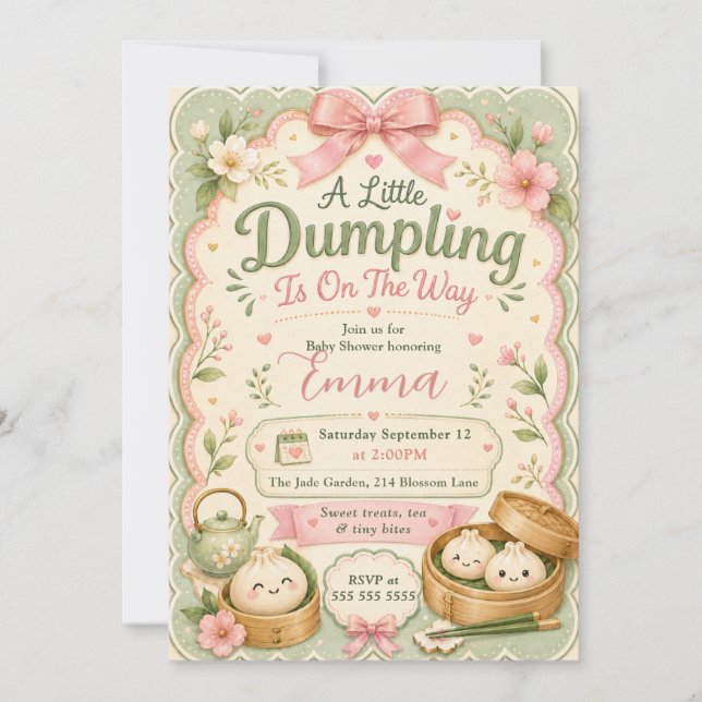 Little Dumpling Baby Shower Invitation (Front)