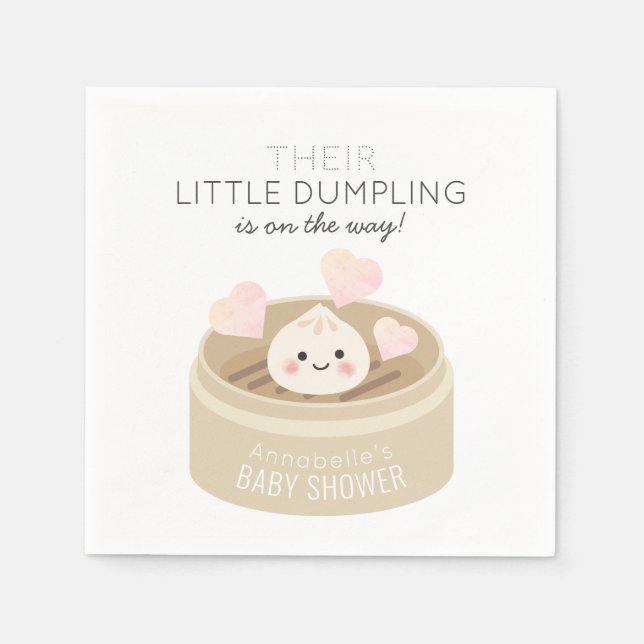 Little Dumpling Baby Shower White Napkin (Front)