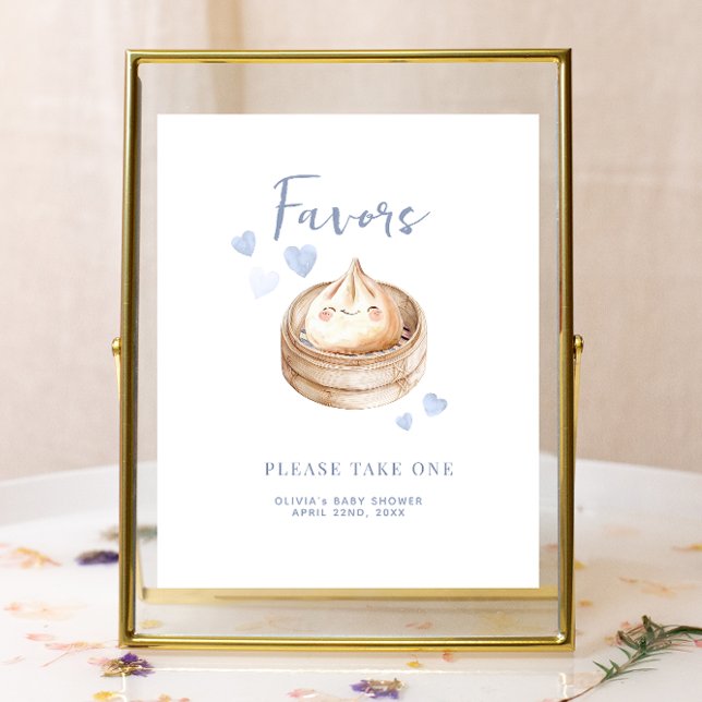 Little Dumpling Blue Baby Shower Favour Sign | Wat (Favor Sign)