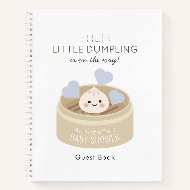 Little Dumpling Blue Baby Shower Guest Book (Front)
