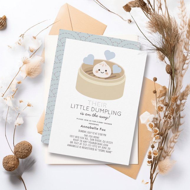 Little Dumpling Blue Baby Shower Invitation (Creator Uploaded)