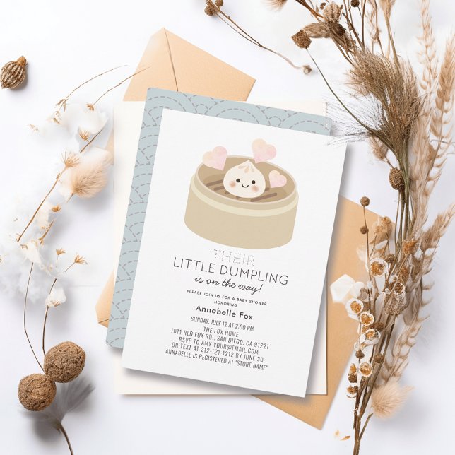 Little Dumpling Blue Baby Shower Invitation (Creator Uploaded)