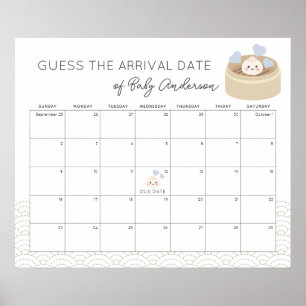Little Dumpling Blue Guess The Due Date Calendar Poster