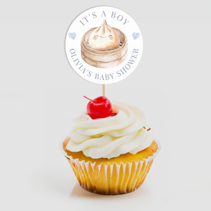 Little Dumpling Blue It’s a Boy Baby Shower Favour Classic Round Sticker