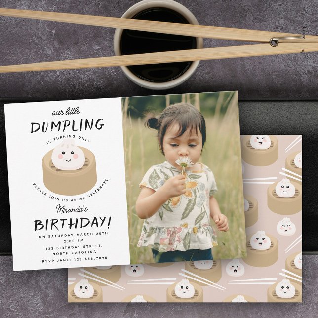 Little Dumpling Boy Girl Photo Birthday Party Invitation (Little Dumpling Boy Girl Photo Birthday Party)