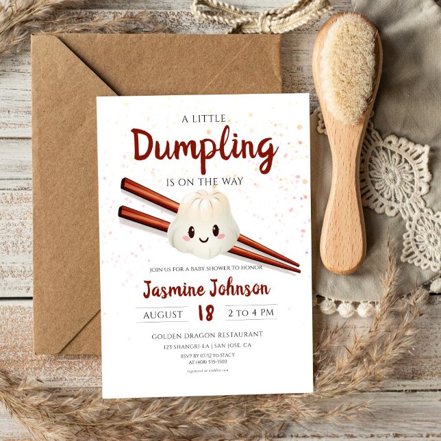 Little Dumpling Cute Chinese Chopstick Baby Shower Invitation (Creator Uploaded)