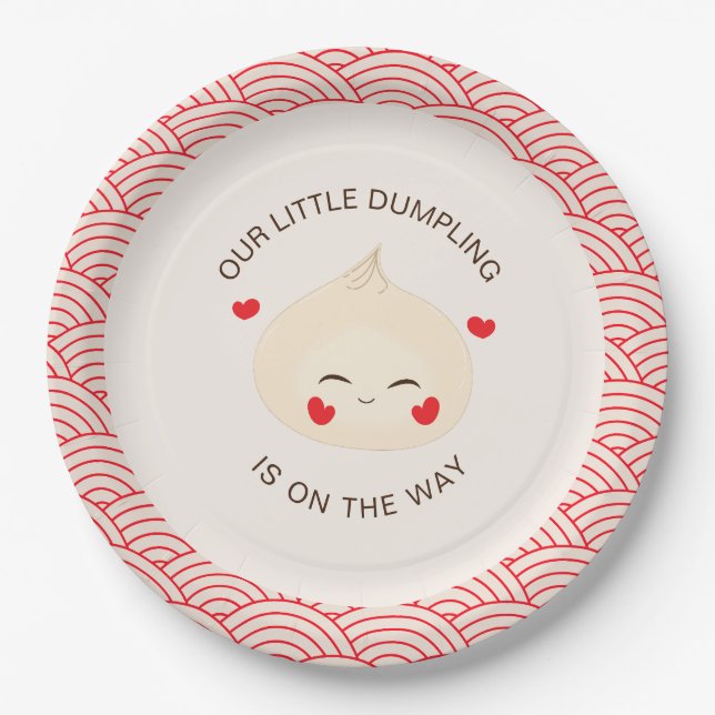 Little Dumpling Dim Sum Baby Shower Paper Plate (Front)