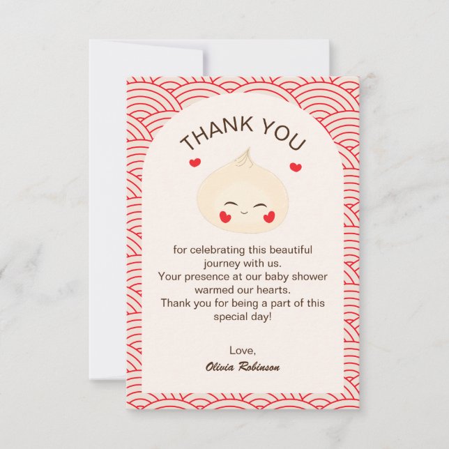 Little Dumpling Dim Sum Baby Shower Thank You Card (Front)
