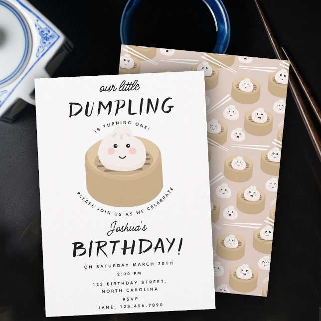 Little Dumpling Gender Neutral Birthday Party Invitation (Little Dumpling Gender Neutral Birthday Party Invitation)