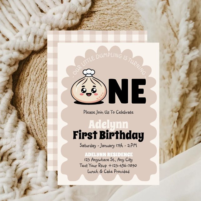 Little Dumpling Girl 1st Birthday Party Invitation (Creator Uploaded)
