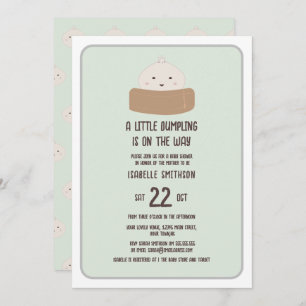 Little Dumpling On The Way Green Baby Shower Invitation