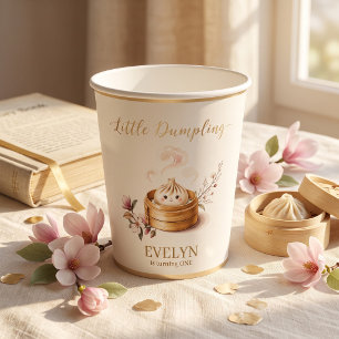 Little Dumpling Photo Pink 1st Birthday Paper Cups