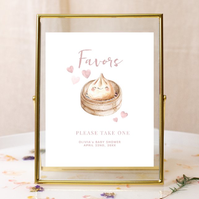 Little Dumpling Pink Baby Shower Favour Sign | Wat (Favor Sign)