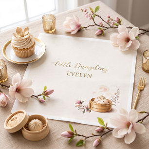 Little Dumpling Pink Floral 1st Birthday Napkins