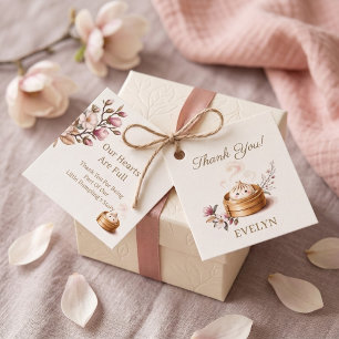 Little Dumpling Pink Floral First Birthday Favour Tags