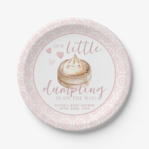 Little Dumpling Pink Watercolor Baby Shower Paper Plate