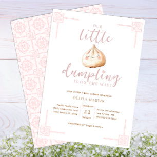 Little Dumpling Pink Watercolor Girl Baby Shower I Invitation