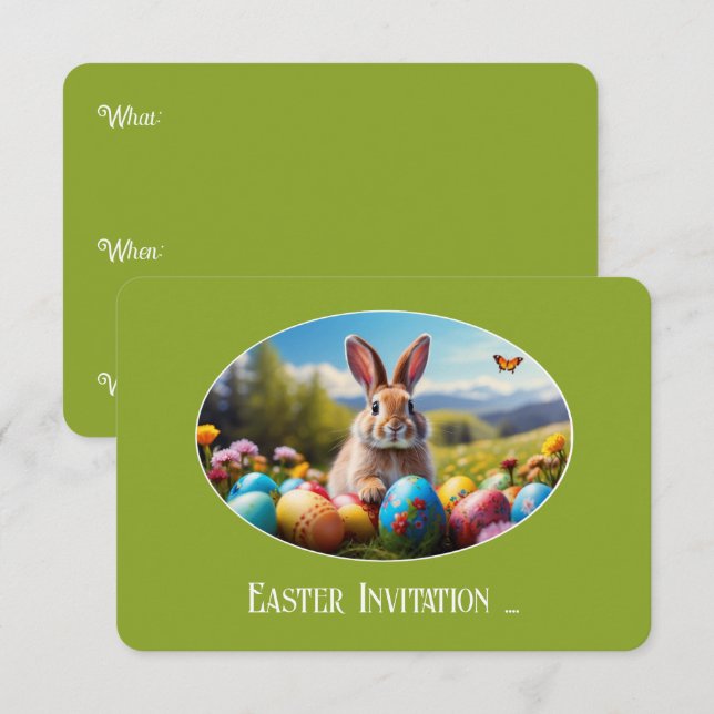 Little Easter Bunny in Landscape, Oval - Card (Front/Back)
