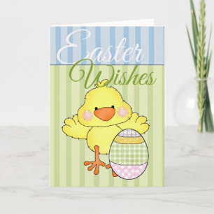 Little Easter Chick with Egg Easter Wishes Card