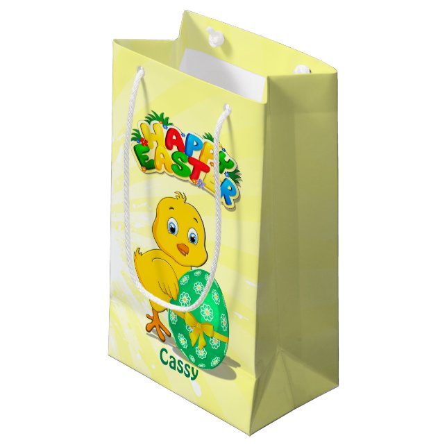 Little Easter Chicken Cartoon Small Gift Bag (Front Angled)