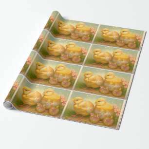 Little Easter Chicks In A Carriage Collection Wrapping Paper