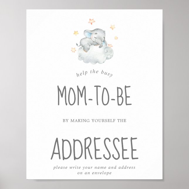 Little Elephant Baby Boy Address an Envelope Poster (Front)