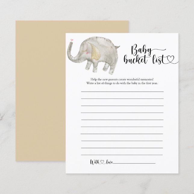 Little Elephant Baby bucket list (Front/Back)