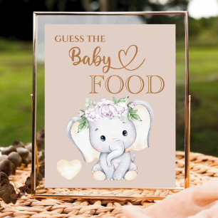 Little Elephant Baby Shower Guess the Baby Food Poster