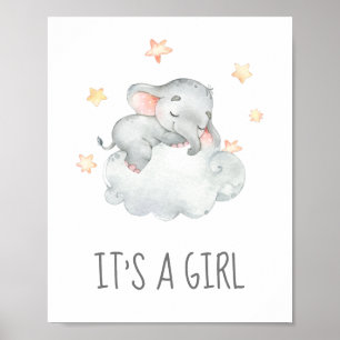 Little Elephant Baby Shower It's a Girl Sign