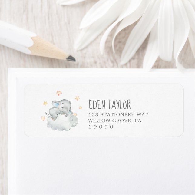 Little Elephant Boy Baby Shower Return Address Label (Insitu)