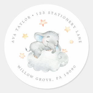 Little Elephant Boy Circular Return Address Classic Round Sticker