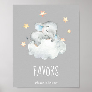 Little Elephant Boy   Grey Baby Shower Favours Sig Poster