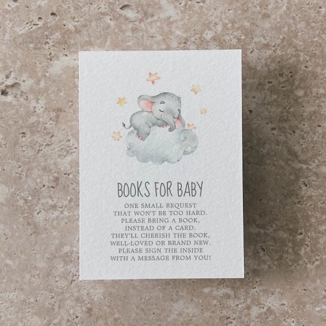 Little Elephant Girl Baby Shower Books for Baby Enclosure Card (Creator Uploaded)