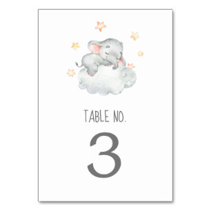 Little Elephant Girl Baby Shower Table Number