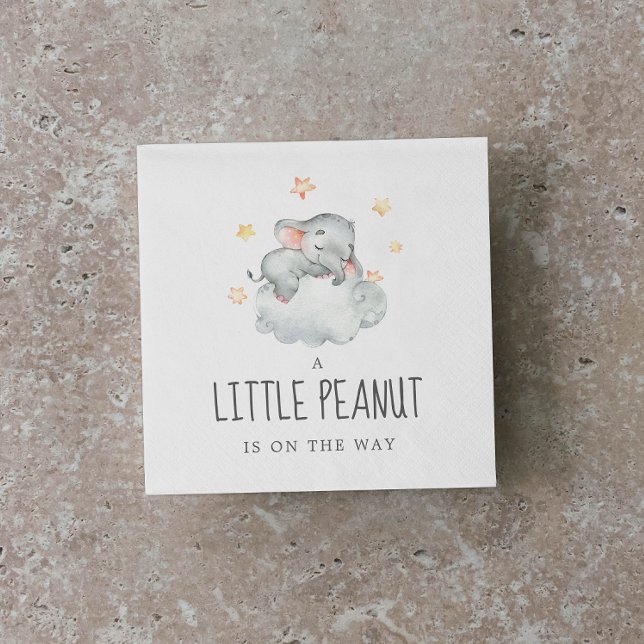 Little Elephant Girl Little Peanut Baby Shower Napkin (Creator Uploaded)