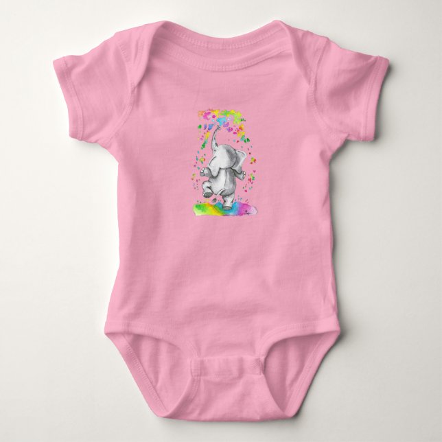 Little Elephant Splash of Color Parade Baby Bodysuit (Front)
