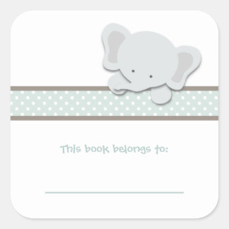Little Elephant {Teal} | Bookplates Square Sticker
