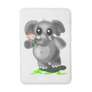 Little Elephant with Flower Bath Mat - Your Colors