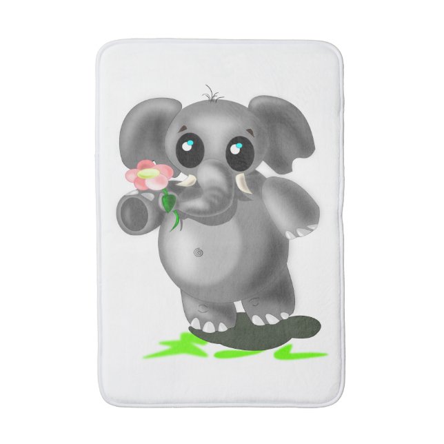 Little Elephant with Flower Bath Mat - Your Colors (Front Vertical)