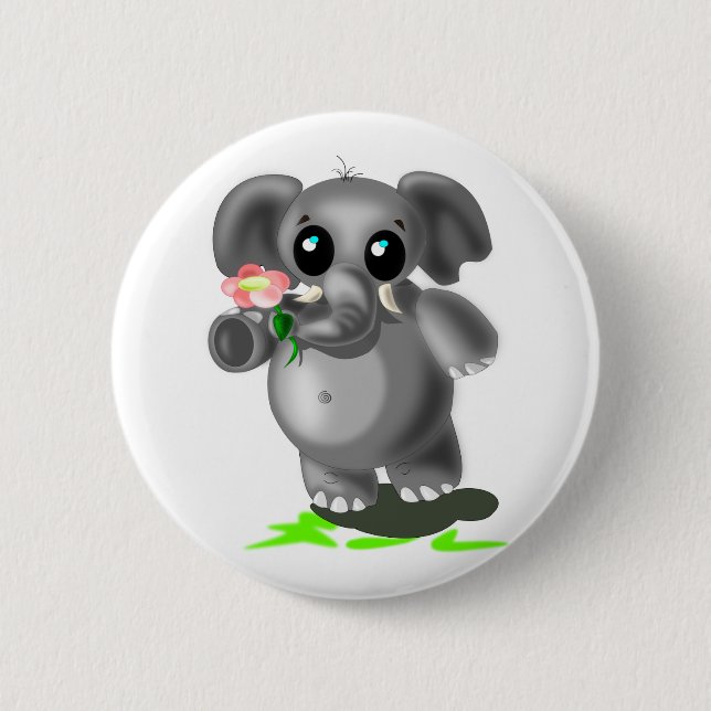 Little Elephant with Flower Button - Your Colours (Front)
