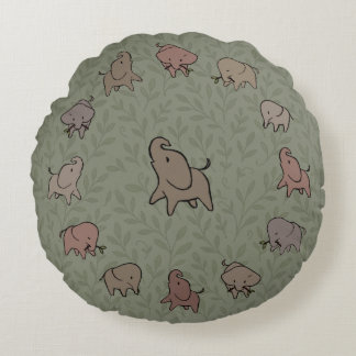 Little Elephants Round Cushion