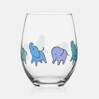 Little Elephants Stemless Wine Glass