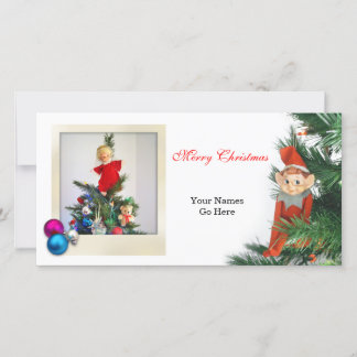Little Elf Christmas with ornaments Holiday Card